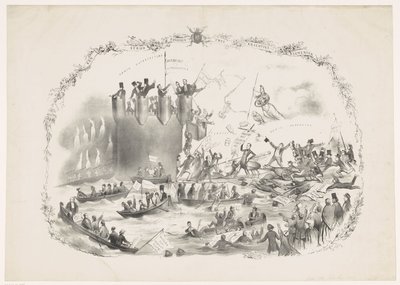 Caricature des plans de Thorbecke pour fermer l