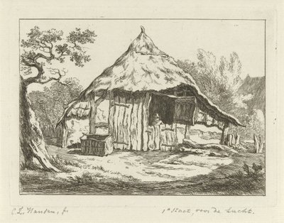 Grange avec porte supérieure ouverte - Carel Lodewijk Hansen