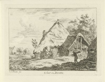 Chariot devant une ferme - Carel Lodewijk Hansen