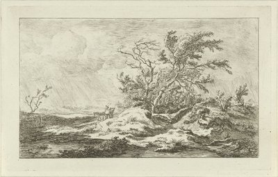 Paard met wagen in een landschap - Carel Lodewijk Hansen