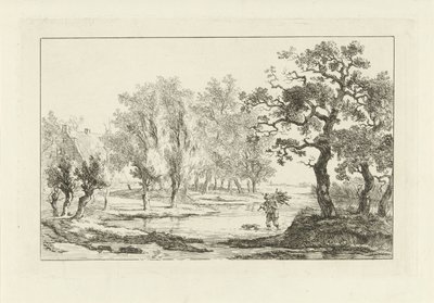 Paysage fluvial avec un ramasseur de bois - Carel Lodewijk Hansen