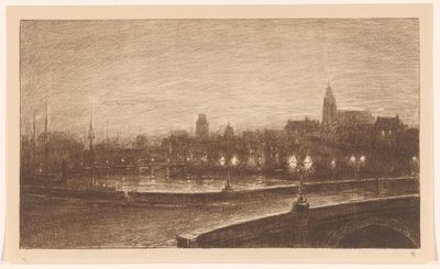 Pont à Rotterdam la nuit - Carel Nicolaas Storm van 