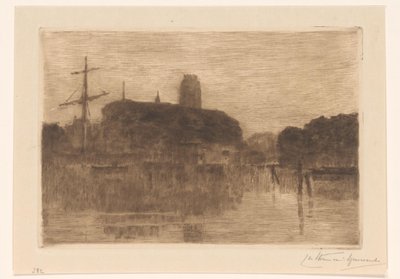 Vue du Nieuwe Haven à Dordrecht le soir - Carel Nicolaas Storm van 