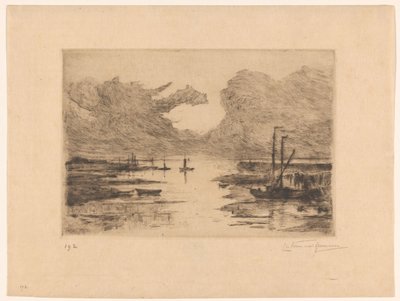 Port de Bergen op Zoom à marée basse (Esquisses en Hollande) - Carel Nicolaas Storm van 