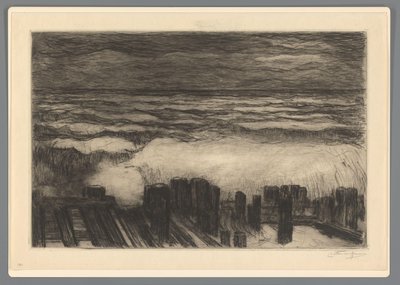 Mer avec de hautes vagues - Carel Nicolaas Storm van 