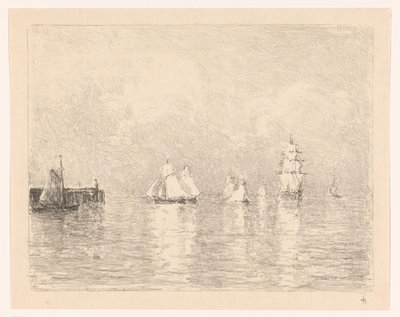 Voiliers au large de Cuxhaven - Carel Nicolaas Storm van 