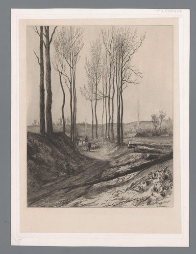 Berger avec troupeau sur un chemin creux à Vilvoorde - Carel Nicolaas Storm van 
