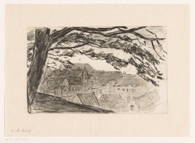 Vue de la ville de Clèves avec un arbre au premier plan - Carel Nicolaas Storm van 