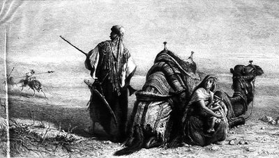 Bédouins dans le désert, une des six gravures après l
