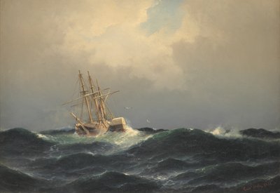 Un bateau à vapeur dans une tempête dans l