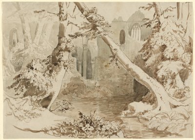 Une église en ruine dans la forêt - Carl Blechen