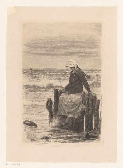 Dame assise sur une jetée au bord de l