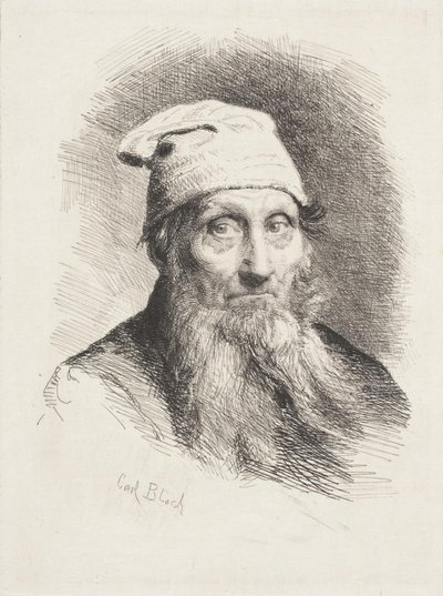 Un vieil homme avec un bonnet. Buste - Carl Bloch