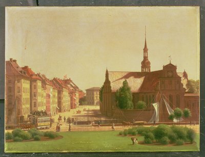La place du Palais et Holmens Kirke, depuis une fenêtre du château de Christiansborg, à Copenhague, 1866 - Carl Christian Constantin Hansen