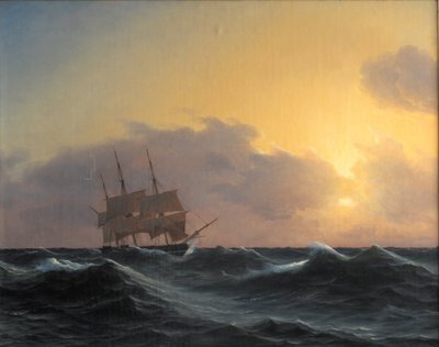 Frégate dans une tempête avec voiles réduites - Carl Dahl
