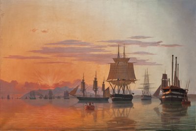 La frégate Thetis et la corvette Flora sur le fleuve Tage, 1844 - Carl Dahl