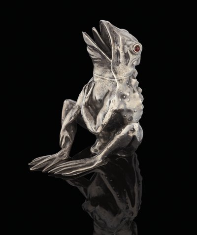 Pot en argent serti de gemmes Fabergé en forme de grenouille, 1890 - Carl Fabergé