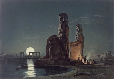 Les colosses de Memnon, Thèbes, une des 24 illustrations produites par G.W. Seitz, imprimée vers 1872 - Carl Friedrich Heinrich Werner
