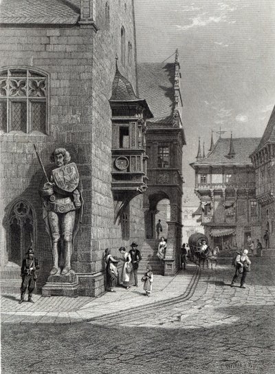 Hôtel de ville, Halberstadt, gravé par E. Joubert, imprimé par Cassell & Company Ltd (gravure) - Carl Friedrich Heinrich Werner