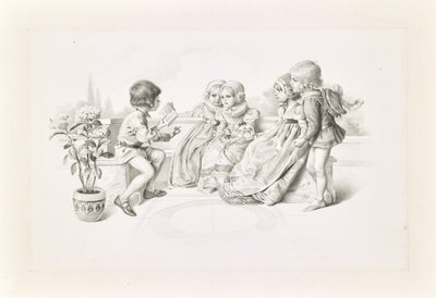 Enfants, en costume médiéval, écoutant un chanteur - Carl Fröschl