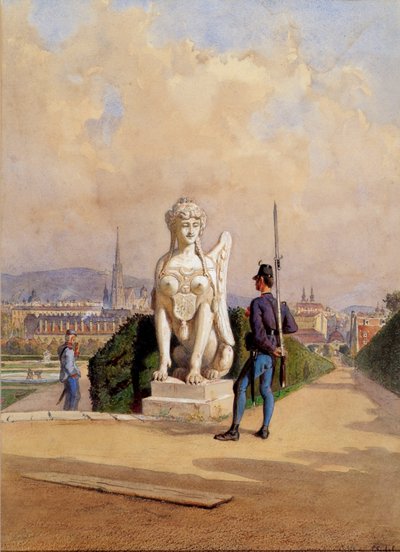 Divertissement de la garde dans le jardin du château de Belvédère à Vienne - Carl Goebel d. J.