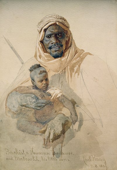 Bachist, un Bédouin Howazeen et Mabzookh, son petit fils, 1859 - Carl Haag