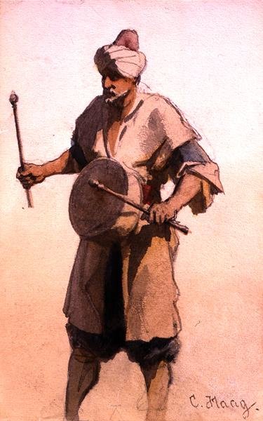 Batteur de tambour dans le cortège nuptial, Le Caire - Carl Haag
