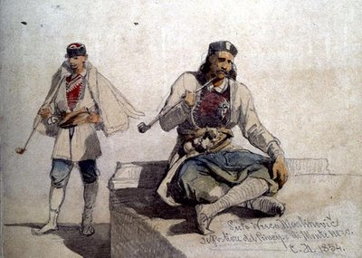 Étude de deux figures, toutes deux fumant des pipes - Carl Haag