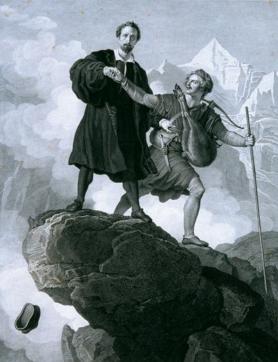 Manfred et le chasseur de chamois - Carl Heinrich Rahl