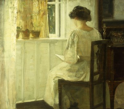 Une Femme Lisant dans un Intérieur Ensoleillé - Carl Holsoe