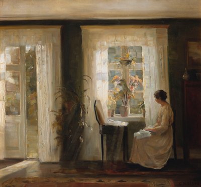 Une femme à une fenêtre ensoleillée - Carl Holsoe
