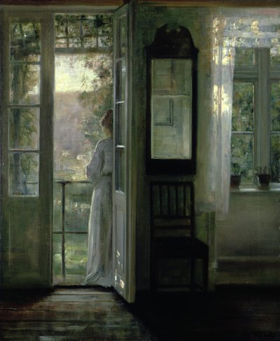 Fille debout sur un balcon - Carl Holsoe