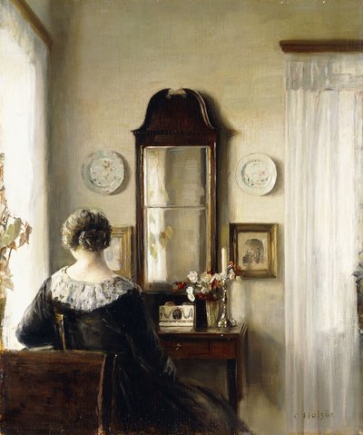 Intérieur avec une Femme Assise près d