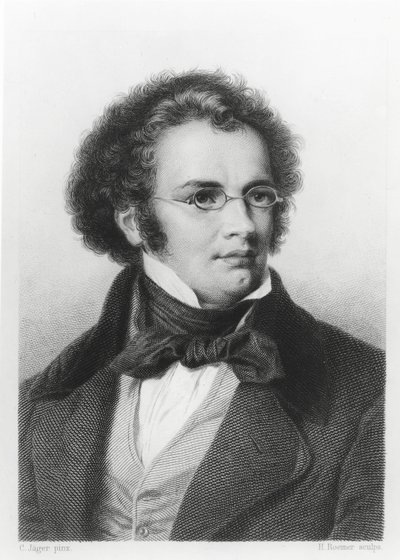 Portrait de Franz Schubert (1797-1828) gravé par H. Roemer - Carl Jaeger