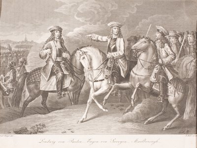Margrave Louis-Guillaume de Bade-Bade, Prince Eugène de Savoie et John Churchill, Duc de Marlborough - Carl Joseph Geiger
