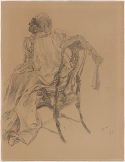 Une dame élégante du XVIIIe siècle tenant un éventail - Carl Larsson