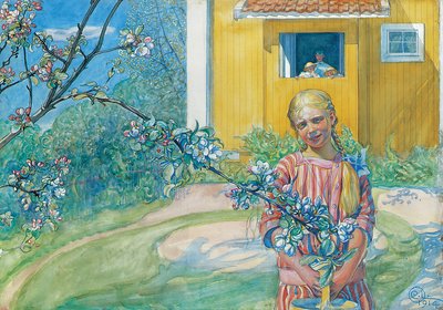 Fille avec fleur de pommier, 1914 - Carl Larsson