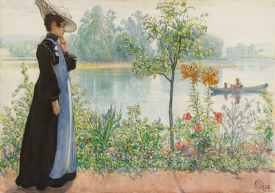Karin au bord du rivage - Carl Larsson