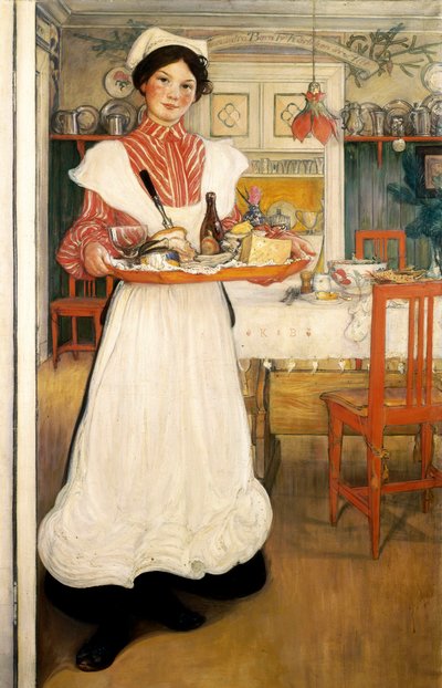 Martina portant le petit-déjeuner sur un plateau - Carl Larsson
