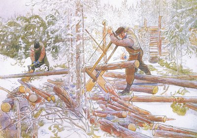 Ils étaient ensuite coupés en longueurs uniformes - Carl Larsson