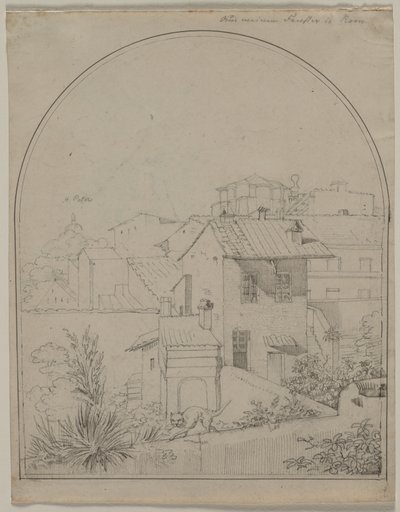 Vue de ma fenêtre à Rome (recto) - Carl Ludwig Tischbein