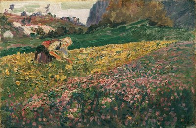 Fille dans le pré fleuri - Carl Moll