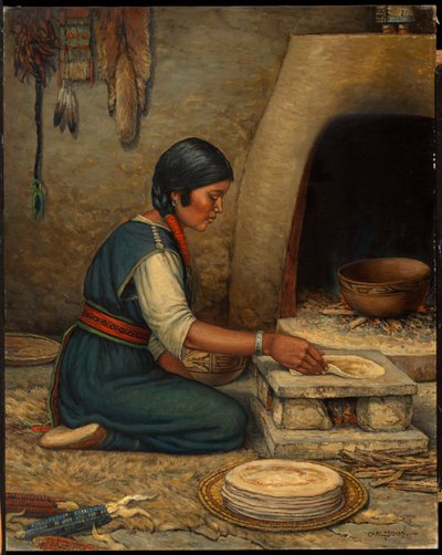 Femme Hopi faisant du Piki - Carl Moon