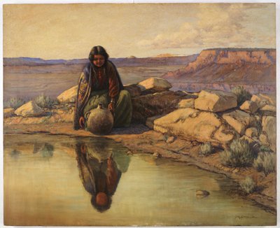 Fille indienne avec une cruche en poterie - Carl Moon