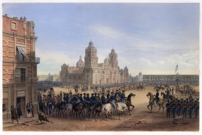 Entrée du général Scott dans la ville de Mexico, de La Guerre entre les États-Unis et le Mexique, pub. 1851 - Carl Nebel