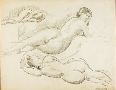 Groupe de trois nus féminins couchés - Carl Newman