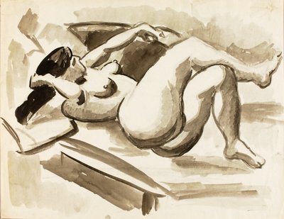 Nu féminin couché, jambes croisées - Carl Newman