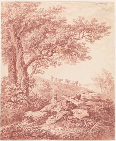 Arbres anciens dans un paysage pastoral - Carl Philipp Schallhas