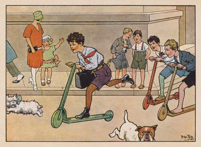 Garçons faisant la course en trottinettes - Carl Robert Arthur Thiele