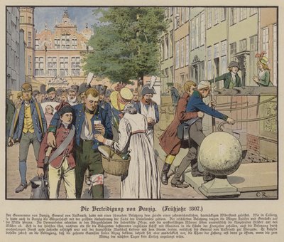 Civils aidant les blessés prussiens pendant la défense de Dantzig, printemps 1807 - Carl Röchling
